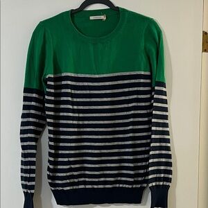 41 Hawthorn Green and Navy Striped Crewneck Sweater